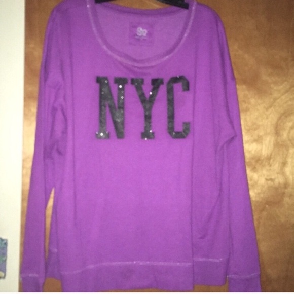 SO® XXL Purple NYC French Terry Lurex Sweatshirt - Picture 2 of 6